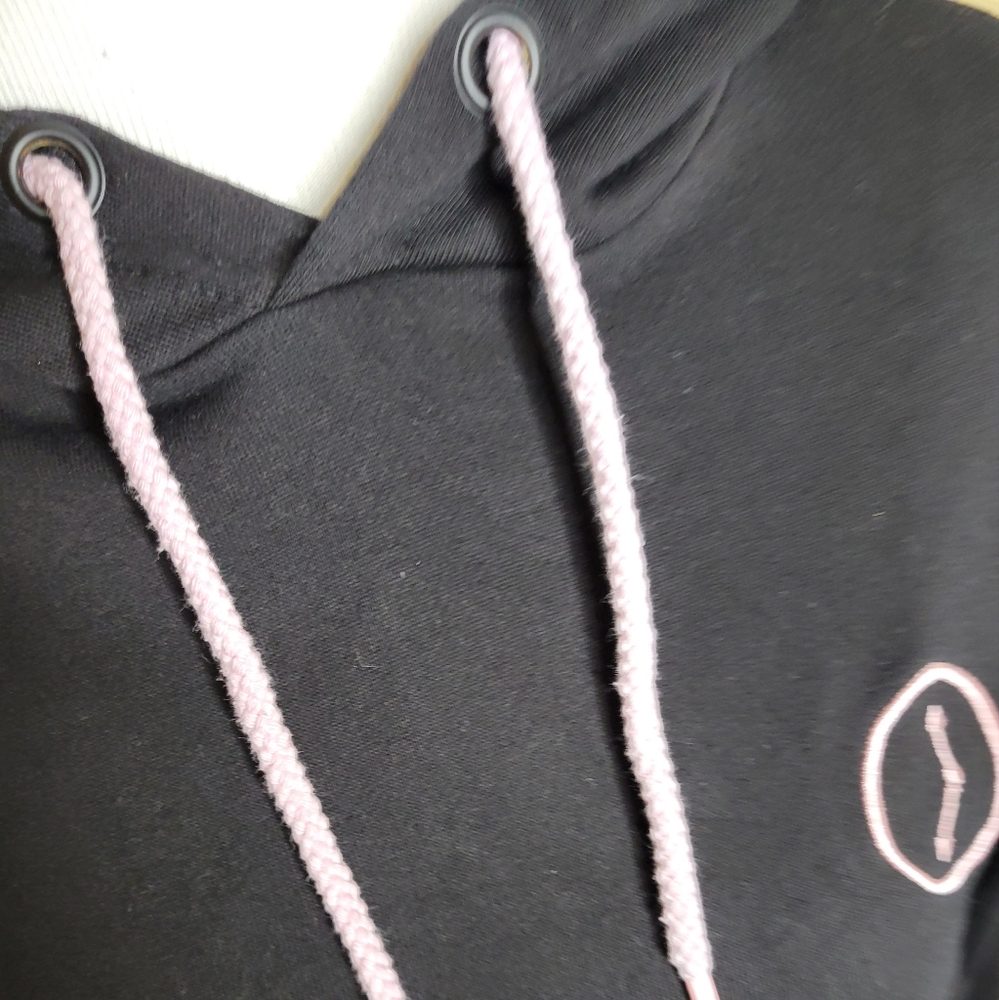 Lazy Oaf Hoodie "Wait A Minute" Black And Pink - image 4